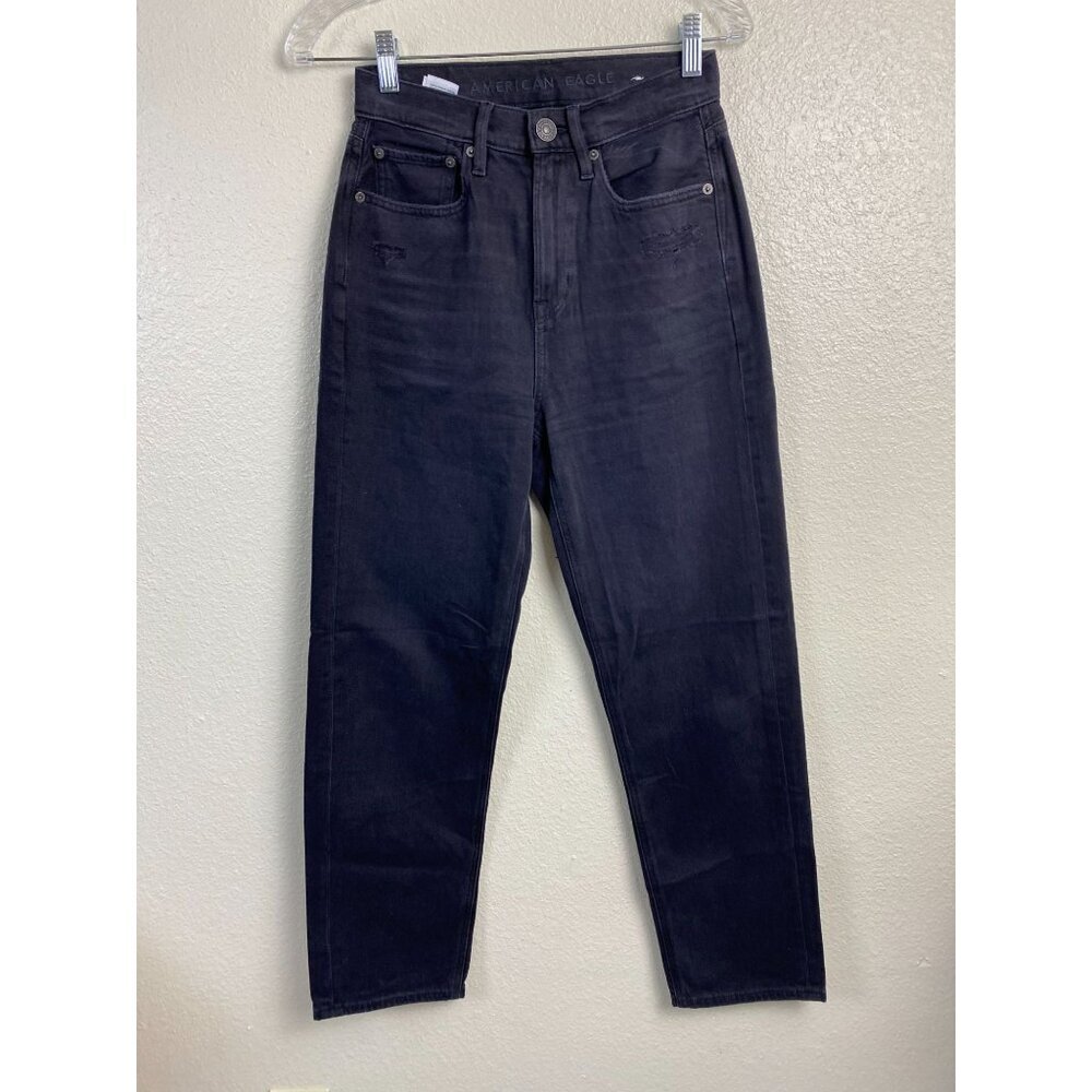 American Eagle Outfitters Women's Boyfriend Jeans - Dark Indigo/Black Wash